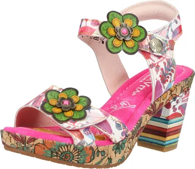 Produktbild von Laura Vita Damen Sandalette Blockabsatz Plateau Kork NELLAO 36, Größe:40 EU, Farbe:Pink