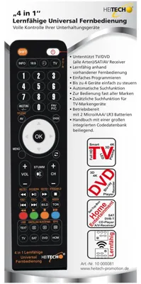 Productafbeelding van Heitech 4-in-1 universele afstandsbediening met leerfunctie