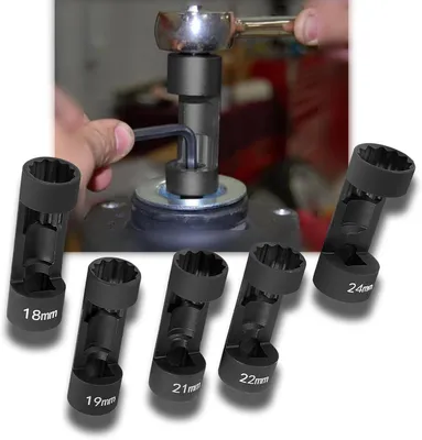 Produktbild von Steckschlüssel Set 5-teilig, 1/2 Zoll Antrieb, 18 mm bis 24 mm, 12-kant, für Autoreparatur