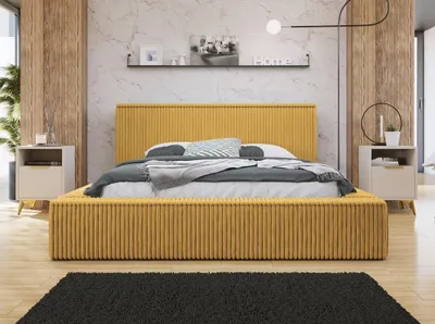 Obrázek produktu pro Manželská postel s úložným prostorem 140x200 PRYMUS - hořčicová