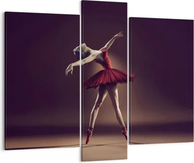 Produktbild von Bild auf Leinwand - Leinwandbild - 3 Teile - Ballerina Rot Kleid - 95x80cm - Wand Bild - Wanddeko - Wandbilder - Leinwanddruck - Bilder - Wanddekoration - Leinwand bilder - Wandbild - CB95x80-4336