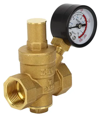 Druckregler DN20 Messing mit Manometer, Kolbenventil