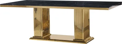 Produktbild von Esstisch mit vergoldeten Edelstahlbein und schwarzer Marmorplatte 220x105 cm