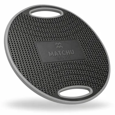 Produktbild von Matchu Sports Balance Board Ø 42 cm – rutschfestes Wackelbrett mit Griffen – Gleichgewichtstrainer bis 130 kg – Schwarz/Grau