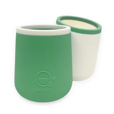 Immagine prodotto di Set di tazze per bambini in silicone Smikkels - Verde - Infrangibile e senza BPA
