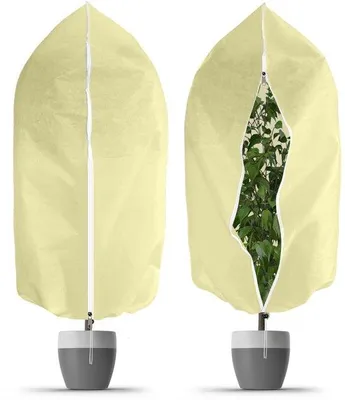 Immagine prodotto di Protezione invernale per palme da balcone, 2 pezzi da 120 x 180 cm con cerniera e cordino, teli protettivi in tessuto non tessuto per palme in inverno.