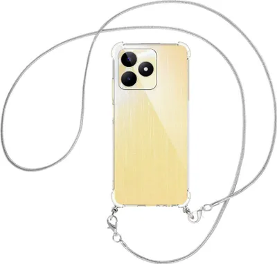 Produktbild von Handykette Backcover-Schutzhülle mit Band (Metall silberfarben) für Realme C53 (RMX3760, 6.74'') - silberfarbene Snake-Kette