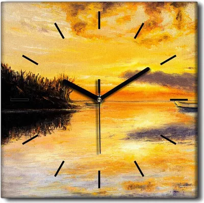 Produktbild von Coloray Uhr auf Leinwand 30x30 cm Wand Uhr Dekoration Wohnzimmer Segeltuch schwarze Hände -Bootshirt-Grasgras