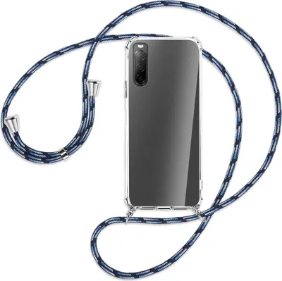 Produktbild von Handykette Backcover-Schutzhülle mit Band (Metall silberfarben) für Sony Xperia 10 II - Blautöne