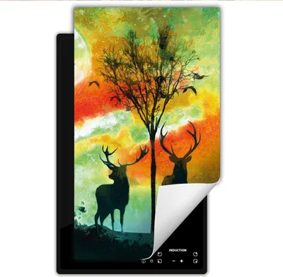 Produktbild von DarHaus Herdabdeckplatte 1 teilig 30x52 cm Anti Rutsch Matte Aufrollbar, bunt - Hirsh