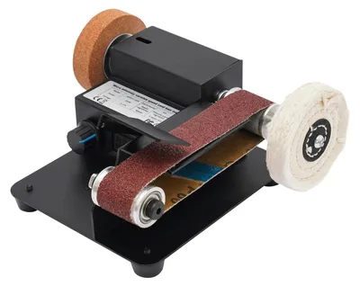 Immagine prodotto di Mini levigatrice a nastro - Levigatrice a nastro da tavolo - 350 W, 12–24 V - regolazione continua 0–10.000 giri/min - Nastro abrasivo 30×340 mm - Nero