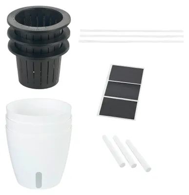 Produktbild von Maximex Selbstbewässernde Pflanztöpfe, 15-teiliges Set, Kräutertöpfe mit Wasserreservoir, automatische Bewässerung für Zimmerpflanzen, Ø 18 x 19 cm, Kunststoff