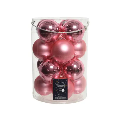 Produktbild von Weihnachtskugeln Glas 8cm 16 Stück - Lippenstiftrosa