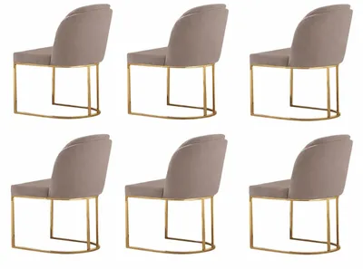 Immagine prodotto di Set di 6 sedie eleganti con rivestimento in morbido tessuto e struttura dorata