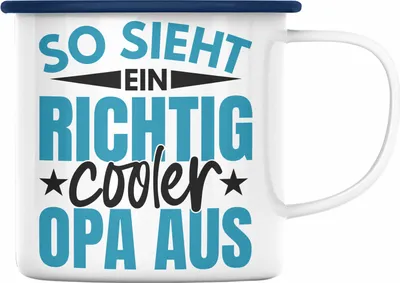 Produktbild von Trendation - Bester Opa Der Welt Geschenk Emaille Tasse So Sieht Ein Richtig Cooler Opa Aus Spruch Geburtstag Lustig (Blau)