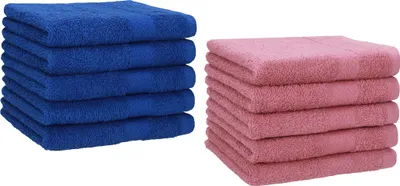 Produktbild von Betz 10 Stück Gästetücher 30x50 cm PREMIUM 100% Baumwolle Set  Farbe: royalblau und altrosa