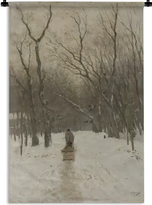 Produktbild von MuchoWow® Wandteppich Wandbehang Winter in den Wäldern von Scheveningen - Gemälde von Anton Mauve 90x135 cm Tapisserie Dekoration Wandtuch - Baumwolle - Wandskulptur
