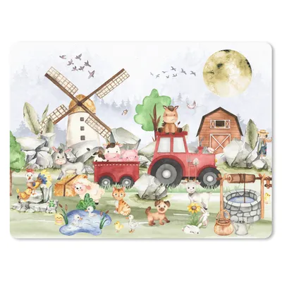 Produktbild von MuchoWow® Mauspad Mousepad Bauernhof - Traktor - Kinder - Tiere 23x19 cm - Mousepads - Maus Mat - Pad - Mausunterlage - Schreibtischunterlage - Mauspad
