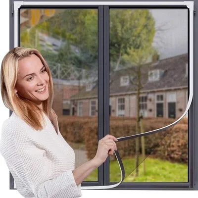 Produktbild von Famanu Insektenschutzgitter Magnetisch - Maximalgröße 120 x 130 cm, Einfache Montage, Weiß mit Grauem Netz