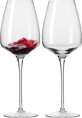 Produktbild von KROSNO Perfect Serve Rotweingläser 2er Set 560 ml – handgemacht, elegante Weingläser, klares Glas, stilvolles Design, ideal für Rotwein