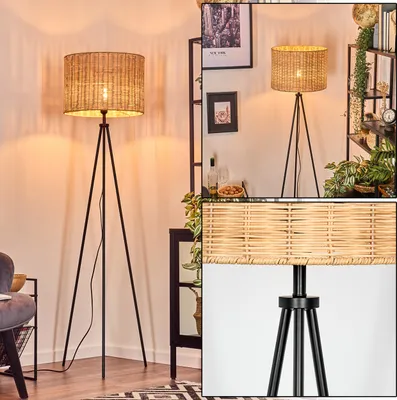 Produktbild von Dello Stehlampe aus Holz/Korbgeflecht/Rattan in Naturfarben/Schwarz