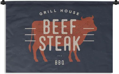 Produktbild von MuchoWow® Wandteppich Wandbehang Mancave - Steak - BBQ 60x40 cm Tapisserie Dekoration Wandtuch - Wanddekorationen