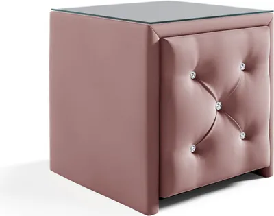 Produktbild von Nachttisch Nachtkonsole SEVRA 50x50cm in Stoff Elisa Velvet Altrosa