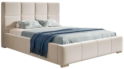Produktbild von Polsterbett 180x200 Latis mit Bettkasten, Metall Lattenrost - Hersteller, Schlafzimmer, Doppelbett, Samtstoff Beige