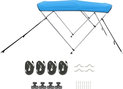 Produktbild von SucceBuy Bimini Top Bootsverdeck Bootdach Sonnenverdeck Blau 3 Bögen 185-198 cm