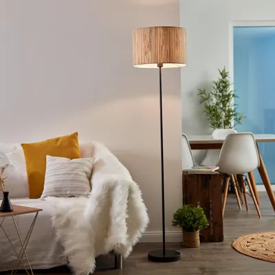 Produktbild von Stehlampe mit Seegras Schirm, 162 cm Höhe & Ø 38 cm, E27, max. 52 W