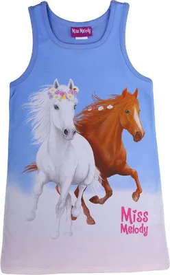 Produktbild von Miss Melody Kleid für Mädchen Blau, Gr. 104 – stilvolles Kleid für kleine Pferdefans