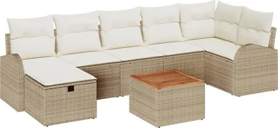 Produktbild von vidaXL Gartensofa-set 8 stk. Beige Poly Rattan