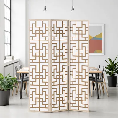 Produktbild von Homestyle4u Paravent Raumteiler 3 teilig Holz Shoji Trennwand spanische Wand Sichtschutz Indoor