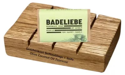 Immagine prodotto di Set regalo portasapone + sapone Olio di cocco oliva Cipresso