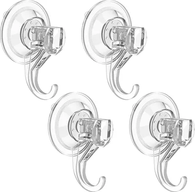 Produktbild von Saugnäpfe - Set von 4 schweren Vakuumhaken - kraftvolle Druck- und Verriegelung - multifunktionale Haken für Haustür, Badezimmer, Fenster - transparent