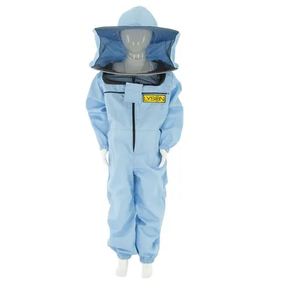 Produktbild von LYSON Kinderanzug mit abnehmbaren Hut Kinderoverall Schutzkleidung für Kinder Imker Anzug Imkeranzug Schutz vor Bienen Blau Grösse 158