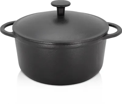 Produktbild von Karl Krüger 61024 Gusseisen Topf Rustica mit Deckel - emailliert - außen u. innen schwarz matt - 24 cm