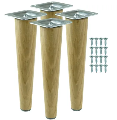 Produktbild von Möbelbeine aus lackierter Eiche, gerade Form, 45 cm, Montagefertiges Set, 4 Stück mit Schrauben