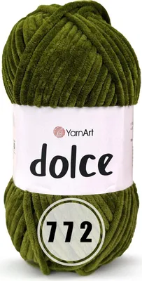 Produktbild von YarnArt Dolce Chenille Strickgarn 100g Lauflänge 120m, 5-6mm, olivgrün Farbnummer 772