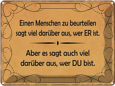 Produktbild von vianmo Blechschild 30x40 cm Einen Menschen zu beurteilen Spruch Zitat