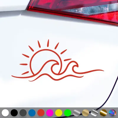 Produktbild von PantherPixel Strand Meer Aufkleber Sonnenschein Camping Sonne Sticker Auto Geschenkidee Farbe Rot