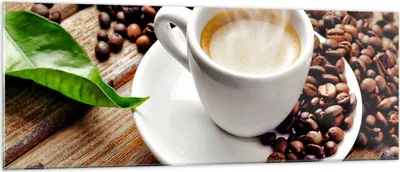 Produktbild von Bilder auf glas - Kaffee Tasse Espresso heiß - 140x50cm - Glasbilder - Wandbilder - Kunstdruck - zum Aufhängen bereit - Wanddekoration aus Glas - Glas Bilder - Wandbild auf Glas - GAB140x50-2546
