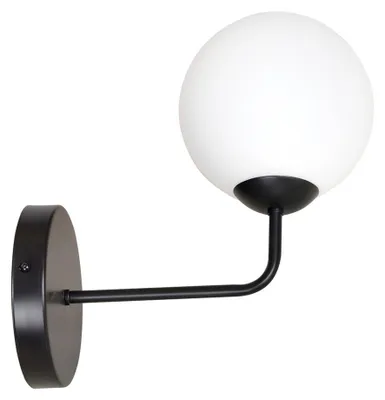 Zdjęcie produktu dla Lampa ścienna PREGOS z czarnego metalu i szkła