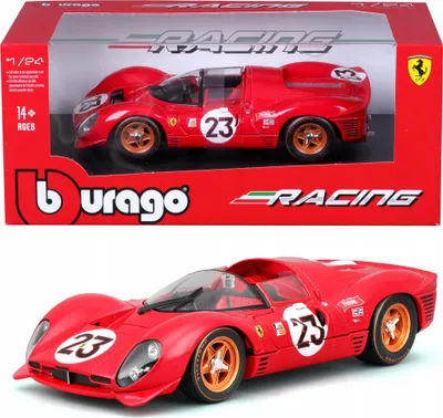 Zdjęcie produktu dla BBURAGO Ferrari 330 P4 Daytona, Model super pojazdu, Wstępnie zmontowany, 1:24, Ferrari 330 P4 Daytona, Każda płeć, Metal, Plastik