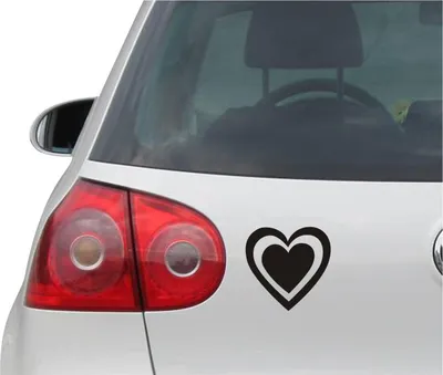 Produktbild von Aufkleber / Autoaufkleber - JDM - Die cut - Outlined Heart Decal Auto Laptop Fenster - Folie Sticker - schwarz - 91mmx88mm