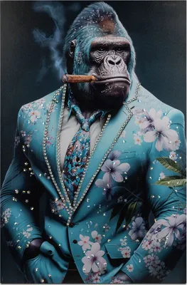 Produktbild von Wandbild Gorilla- 60x90cm mit glänzenden Acryl-Steinen,Auswahl nach Verfügbarkeit