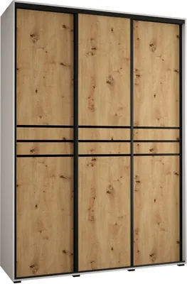 Produktbild von MEBLE KRYSPOL Davos 10 Schrank, drei Türen - 235,2x180x45 cm - Weiß Artisan Schwarz