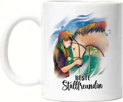 Produktbild von Beste Stallfreundin Tasse Weiß Pferde Liebe Pferdeliebhaber Freundin Freunde Reiten Stall Reiterin Freundin