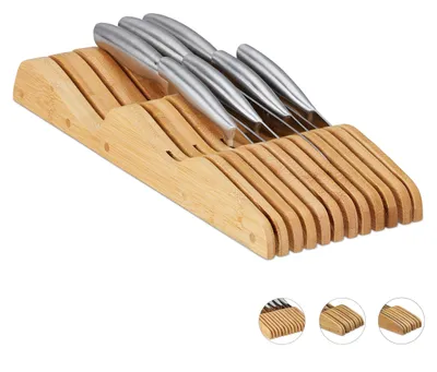 Immagine prodotto di Portacoltelli da cassetto organizer - Bambù - 11 coltelli - Senza coltelli - 40 cm