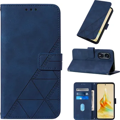 Produktbild von Hülle für Oppo Reno8 T 5G / A1 Pro 5G Prägung Flip Leder Kartenfächer Schutzhülle mit Ständer Blau